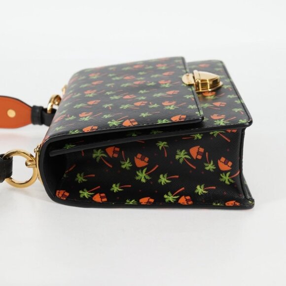 PRADA Shoulder Bag Leather Black Gold Auth - Picture 4 of 16